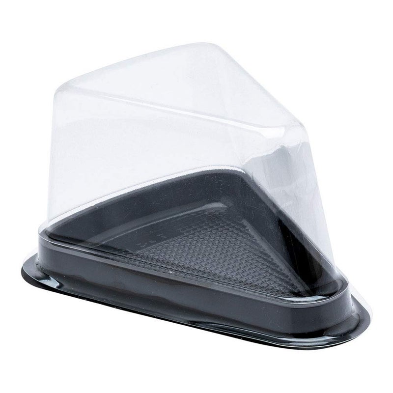 Restaurantware 5.5 x 4.1 x 3 Inch Cake Slice Containers 100 Disposable Individual Pie Slice Containers - With Clear Covers Triangle Black Plastic Pie Slice Boxes For Pastries or Cheesecakes - Image 2